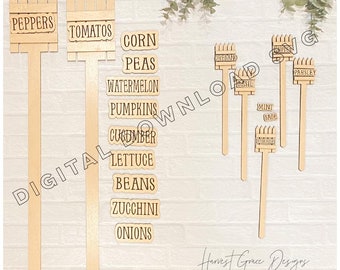 2 Garden & Herb Stakes files One is INTERCHANGABLE and one is Regular Digital Download SVG
