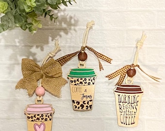 Set of 5 Coffee Car or Bag Charms Digital Download SVG