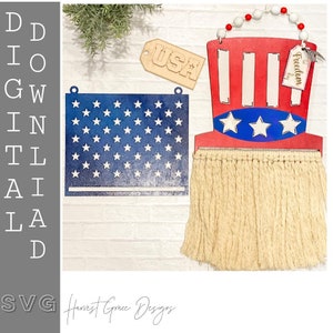 Uncle Sam and USA Flag Macrame Signs Digital Download SVG