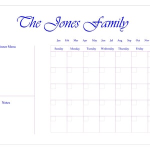 Family Planning Calendar SVG Digital Download
