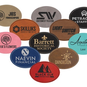3.5&quot; x 2.5&quot; Oval Laserable Leatherette Patch with Adhesive, Leather Patch Hats, Glowforge, Laser patch hat supplies