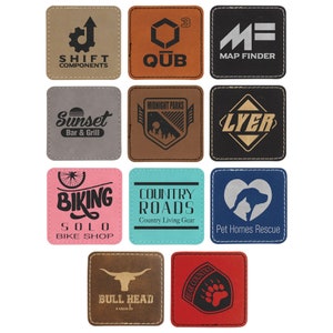 2.5&quot; Square Laserable Leatherette Patch with Adhesive, Leather Patch Hats, Glowforge, Laser patch hat supplies