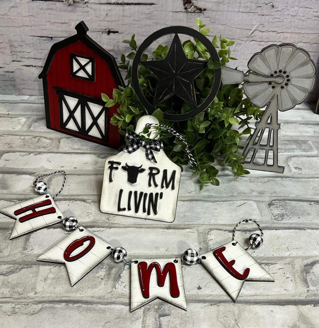 Farmhouse Barn and Windmill Tiered Tray DIGITAL FILE 