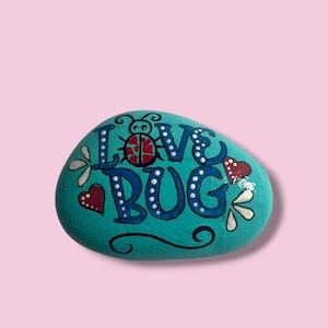 Rock / Stone - Hand-Painted | Unique Rock Art Decor - love bug