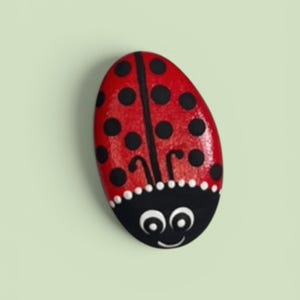 Rock/Stone - Hand-Painted | Unique Rock Art Decor - lady bug