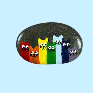 Rock/Stone -  Hand-Painted | Unique Rock Art Decor - cat