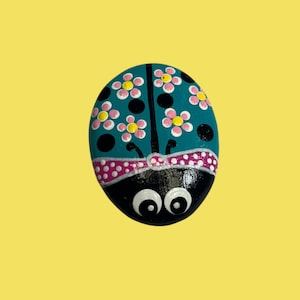 Rock/Stone - Hand-Painted | Unique Rock Art Decor - lady bug