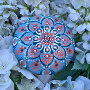 Stone - Dot Mandala Rock - Paperweight- hand painted