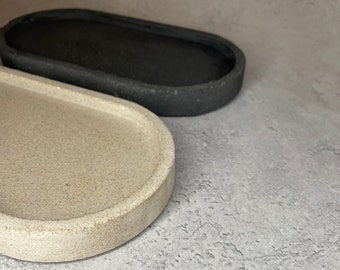 Scandi Style Curved Trinket Tray | Hand Wash Soap Dish | Monochrome | Minimalist | Home Decor | Concrete Tray | Key Dish |Jesmonite Coaster