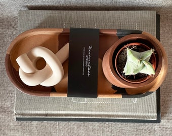 Handmade Jesmonite Tray: Concrete Granite Centerpiece Display