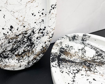 Handmade Jesmonite Trinket Tray: Marble Effect Home Decor