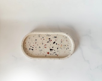 Terrazzo Jesmonite Trinket Tray: Handmade Concrete Key Dish