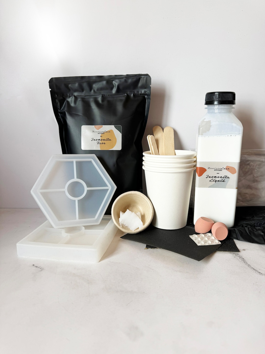 Kit DIY Dessous De Verre & Socle En Jesmonite - Création Terrazzo Maison - Cadeau Artisanal - 13