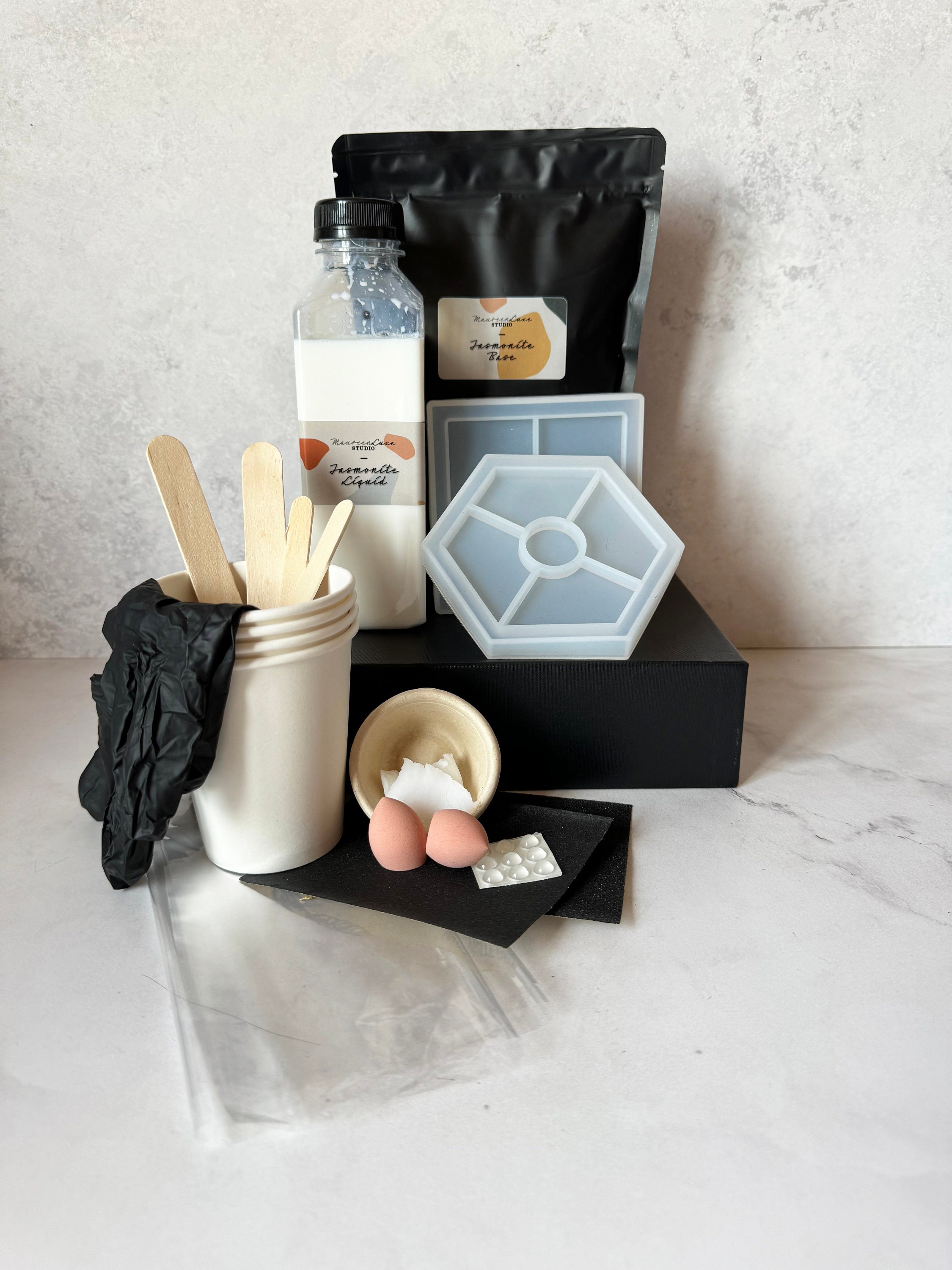Kit DIY Dessous De Verre & Socle En Jesmonite - Création Terrazzo Maison - Cadeau Artisanal - 10
