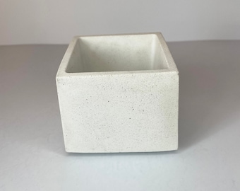 Square Jesmonite Plant Pot: Eco-Friendly Cement Planter, Pen Holder