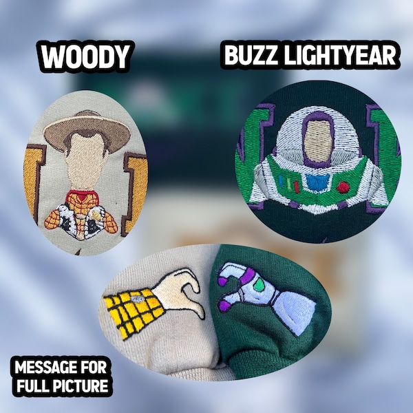 Woody & Buzz Embroidered Sweatshirt, Toy Story Matching Couple Hoodies