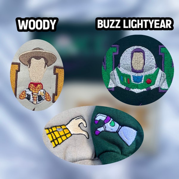 Sudadera bordada Woody & Buzz, sudadera bordada Toy Story, sudadera a juego Bestfriend, camisa de pareja, regalo de aniversario