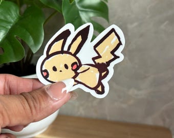 Pikachu Doodle Sticker 3inch Matte Vinyl (water/weather resistant)