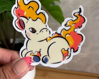 Ponyta Doodle Sticker 3inch Matte Vinyl (water/weather resistant)