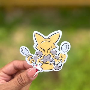Alakazam Doodle Sticker 3inch Matte Vinyl (water/weather resistant)