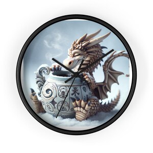 Fantasy Dragon Teapot Wall Clock, Magical Home Decor, Gift for Fantasy Lovers, Unique Dragon Clock, Whimsical Wall Art