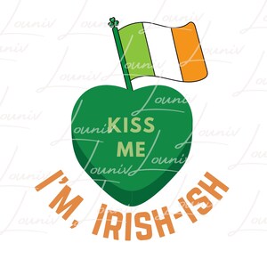 Corazón de caramelo irlandés SVG, Corazón del Día de San Patricio, Mensaje irlandés en forma de corazón PNG, Bésame, Soy diseño irlandés, Shamrock Love SVG, Irlandés romántico