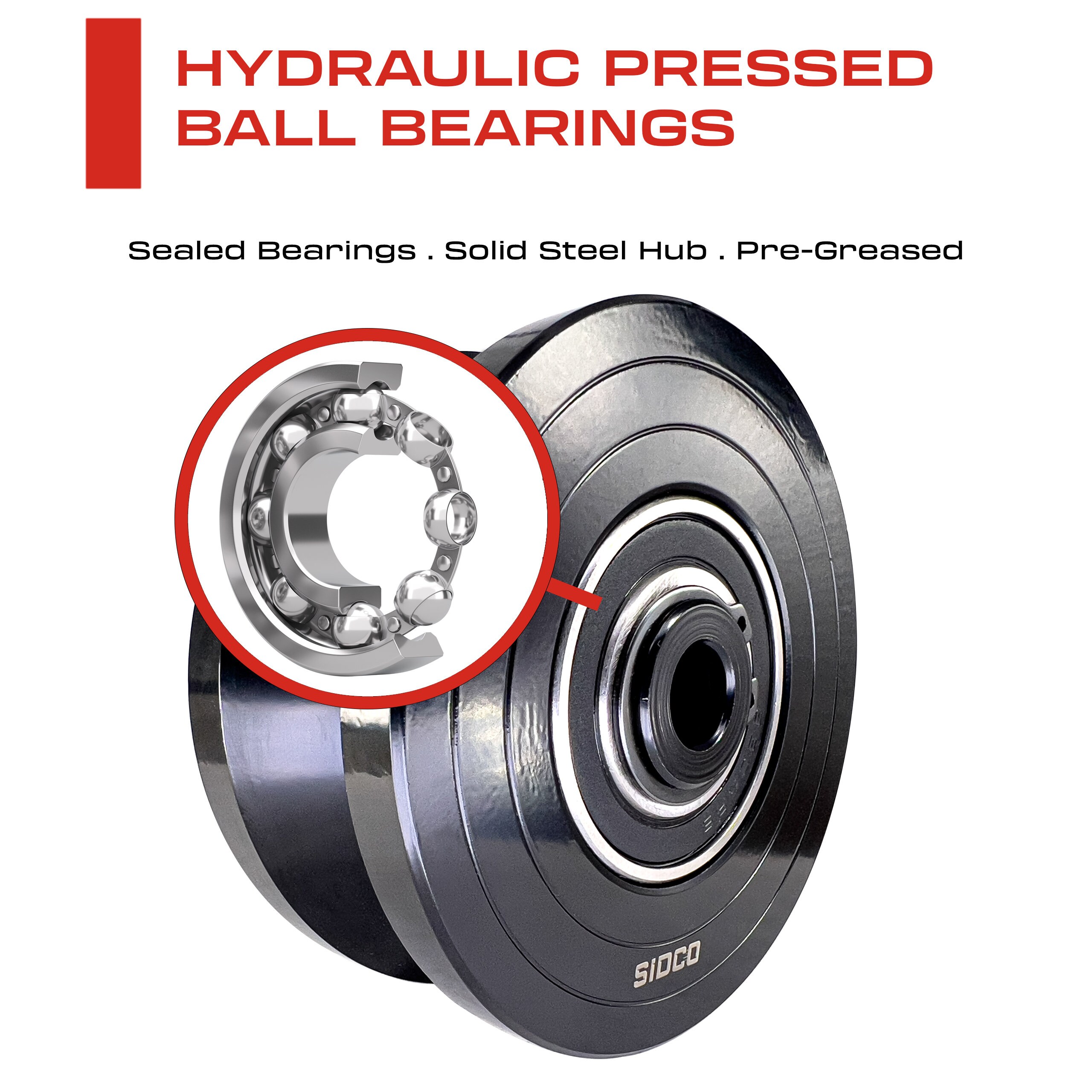 Sidco Supply 4 Inch V-groove Wheel-solid Steel–heavy Duty-inverted V ...