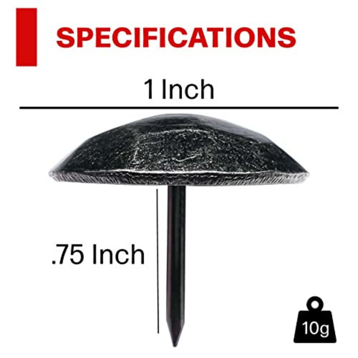 2" Dia. Hammered Natural Iron Clavos - Package Of 10 Nail Heads