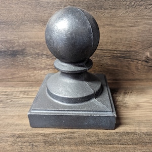 4 x 4 Cast Iron Ball Fence Finial Square Topper Post Caps for Posts - 2 Pack