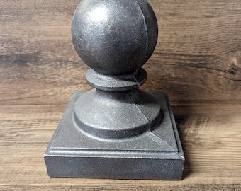 4 x 4 Cast Iron Ball Fence Finial Square Topper Post Caps for Posts - 2 Pack