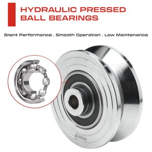 K&ouml;nnte beinhalten: Ein silbernes Metallrad mit einer Rille am Rand. Das Rad hat ein schwarzes Lager mit einer silbernen Mitte. Das Rad hat den Text "SIDCO" aufgedruckt. Das Rad ist ein hydraulisch gepresstes Kugellager.
