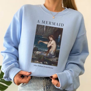 A Mermaid John William Waterhouse Sweatshirt Womens Sweater Artist Gift Famous Painting Sweater Unisex Creative Gift for Artist Classic
