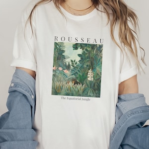 The Equatorial Jungle Henri Rousseau T-Shirt Womens Unisex Tee Famous Painting Tshirt Gift for Artist Surrealist Art Tee Nature Tshirt