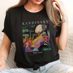 Kandinsky T-Shirt White Sound Graphic Tee Abstract Art Tee Womens Tee Famous Painting Tshirt Unisex Tee Gift for Artist Wassily Kandinsky