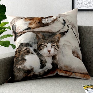 Custom Pet Pillow - Personalized Pet Memorial - Custom Watercolor Pet Portrait