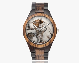 Personalized Pet Remembrance Gift - Pet Portrait from Photo on a Wood Watch - Custom Pet Memorial Gift