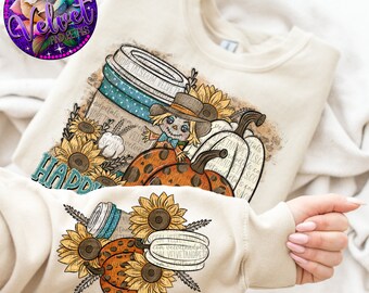Happy Fall Y’all png, fall design png, pumpkins and sunflowers, leopard print, trending png, sublimation, DTF, digital download