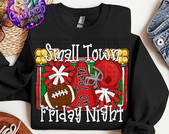 Small Town Friday Night png, school spirit, trending, night lights, DTF, sublimation