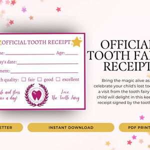 Tooth Fairy Receipt Printable: Lost Tooth Keepsake (Digital Download)