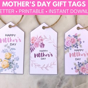 Etiquetas de regalo florales imprimibles del Día de la Madre, Regalo del Día de la Madre, Regalo de mamá, Etiquetas de regalo para mamá, Etiquetas de regalo para la abuela, DESCARGA INSTANTÁNEA