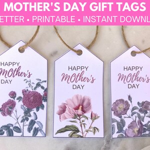 Etiquetas de regalo del Día de la Madre imprimibles florales vintage, etiquetas de regalo para mamá, etiquetas de regalo para la abuela, etiquetas de regalo de la abuela, DESCARGA INSTANTÁNEA