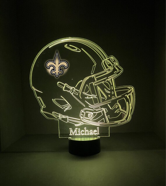 New Orleans Saints, Light Up, Modern helmet, NFL Football LED Sports Fan Lamp, Personalize FREE New Orleans Saints, Light Up, Modern helmet, NFL Football LED Sports Fan Lamp, Personalize FREE