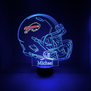 Buffalo Bills, Light Up, Modern  helmet, NFL Football LED Sports Fan Lamp, Personalize FREE