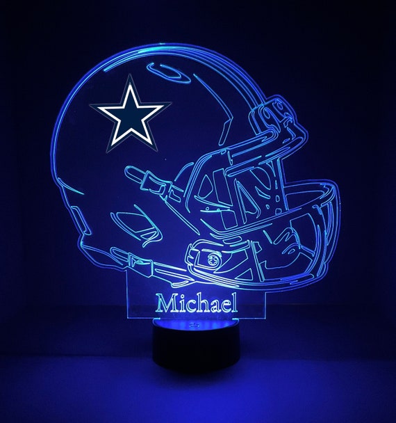 3d football helmet light Cowboys, Modern helmet, Light Up, NFL Football LED Sports Fan Lamp,  Personalize FREE