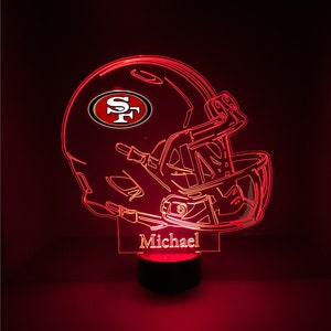 San Francisco 49ers, Modern  helmet, Light Up, NFL Football LED Sports Fan Lamp, Personalize FREE