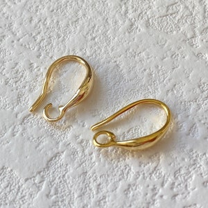 14k Gold Plated Earring Hooks With Loop, Ear Wires,French Hook Earring,Gold Plated Earring Wires Supply Findings,Ear Wire For Jewelry Making image 2
