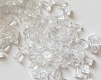 50/100PCS,Soft Clear Silicon Earring Backs, Silicon Earring Nuts, Secure Pierced Back Studs Stopper, Earring Stoppers, Earring Nuts Supplies