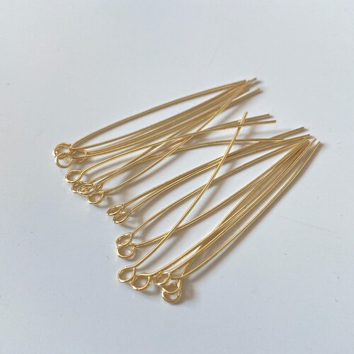 0.5x40mm, épingles à tête d’oeil plaquées or 14 carats, épingle à tête pour la fabrication de bijoux, fourniture de connecteurs de broches en or, composants de bijoux, fourniture de fabrication de bijoux