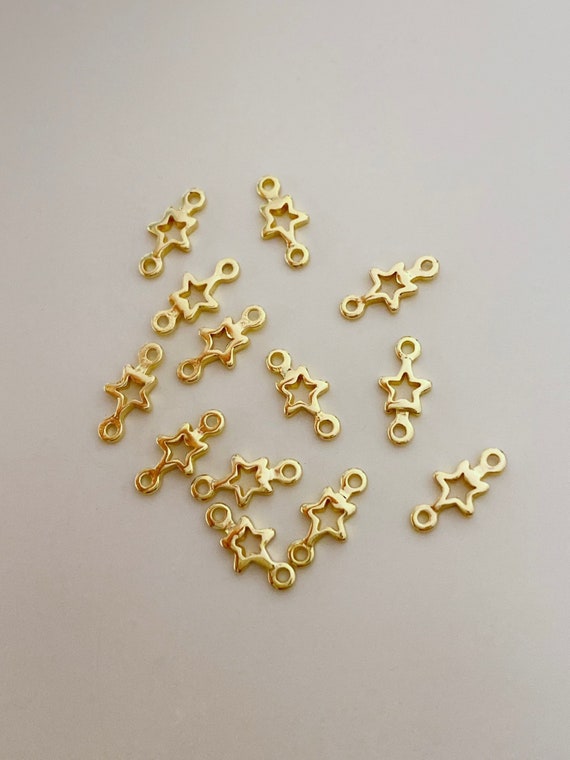 14K Gold Filled Star Charms, Gold Filled Star Connector Charms for