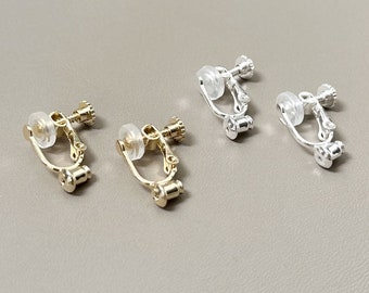 14k Gold/White Gold Plated Clip-On Earrings Converter, Gold/Silver Earring Clip Backs, Earring Converter For Non-Pierced Ears